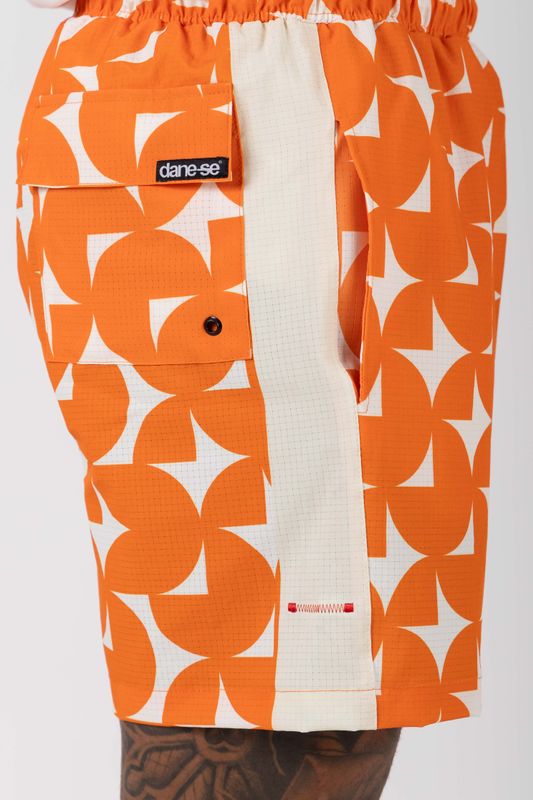short tactel estampas na praia npf26 laranja