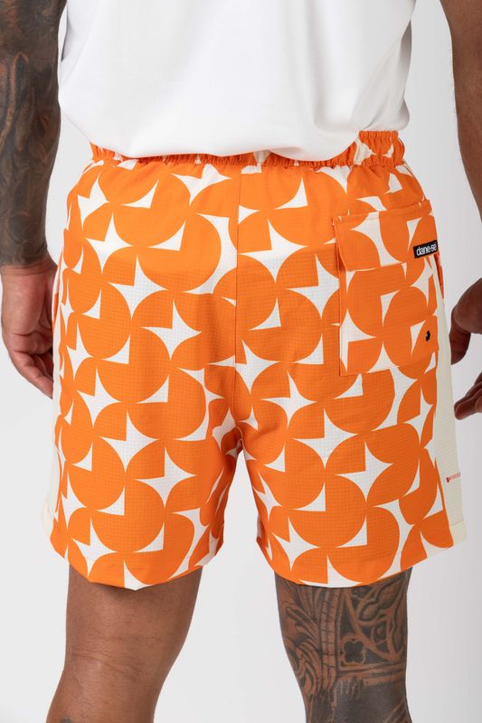 short tactel estampas na praia npf26 laranja