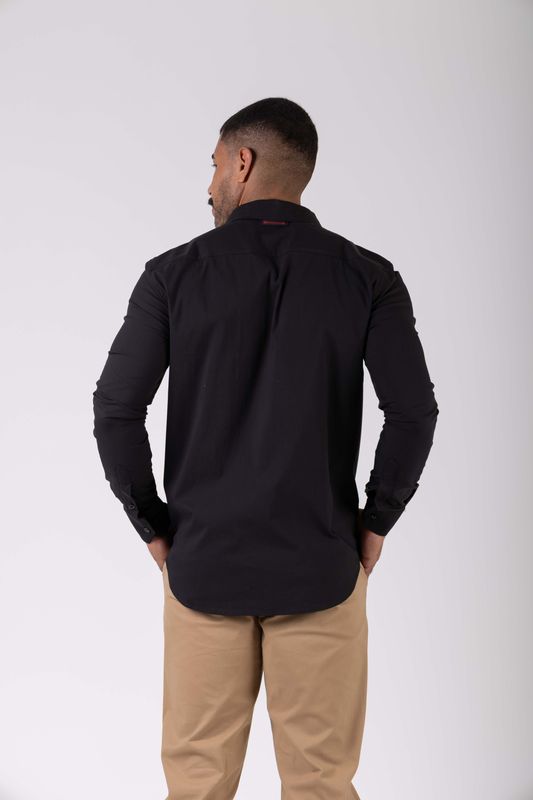 camisa comfy work manga longa preto