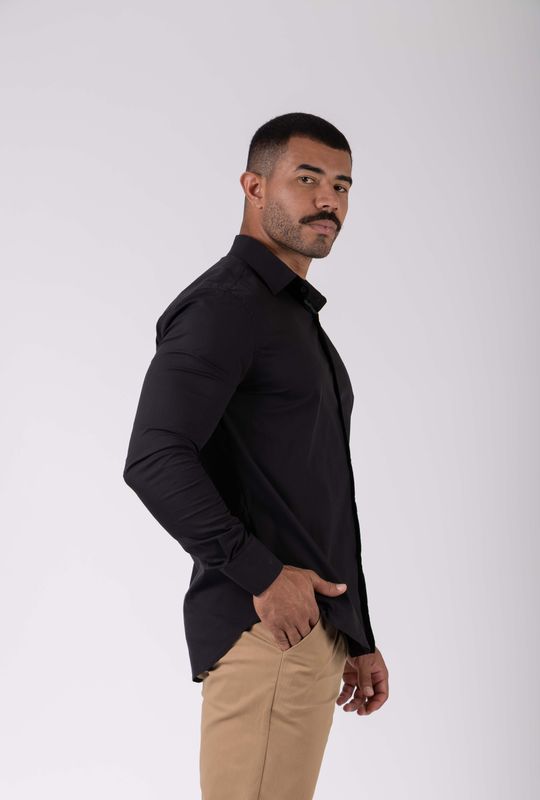 camisa comfy work manga longa preto