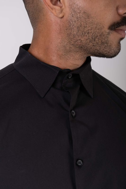 camisa comfy work manga longa preto