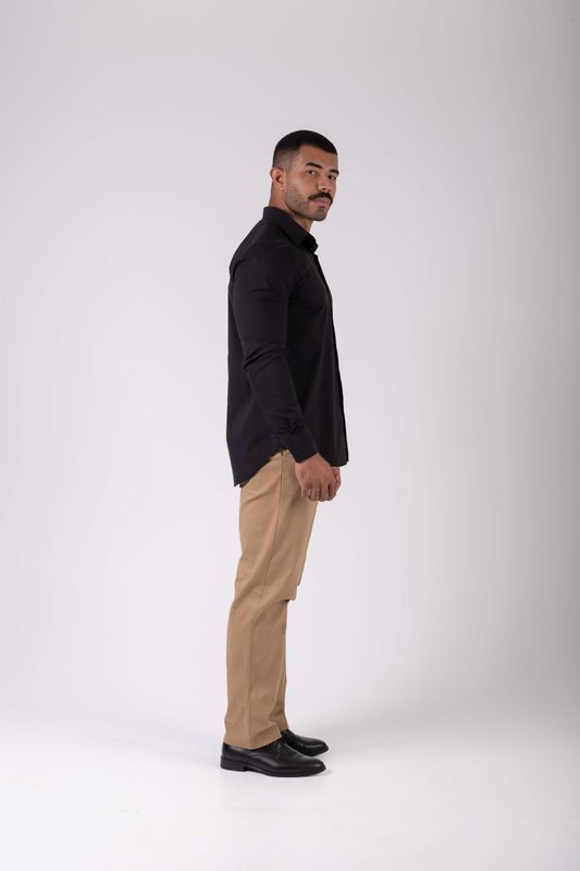 camisa comfy work manga longa preto