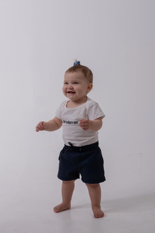 short baby linho marinho