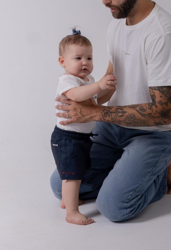 short baby linho marinho
