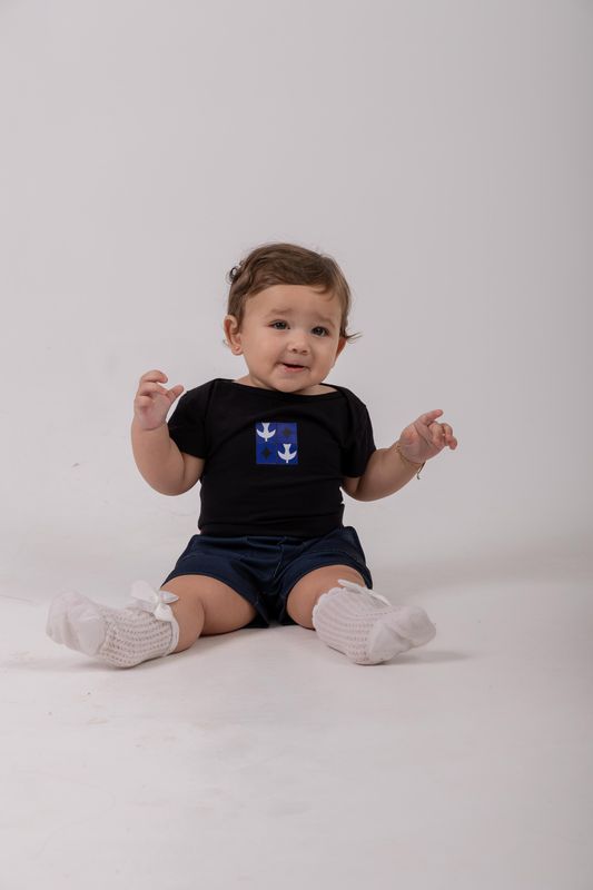 short baby linho marinho