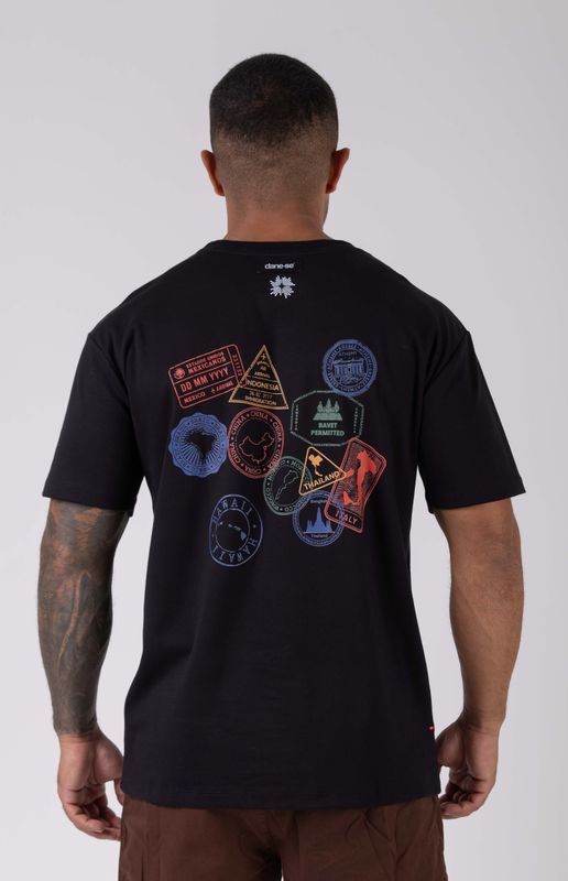 camiseta regular selos npf26 preto