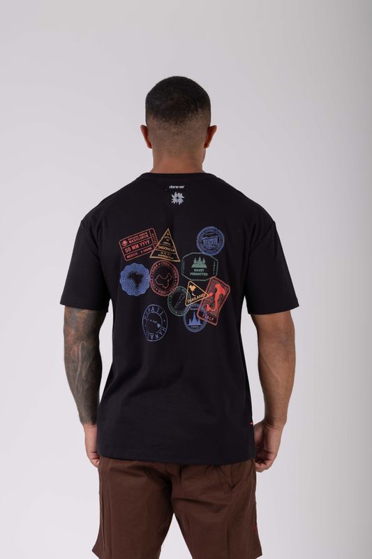 camiseta regular selos npf26 preto