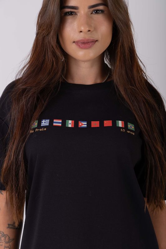 camiseta regular selos npf26 preto