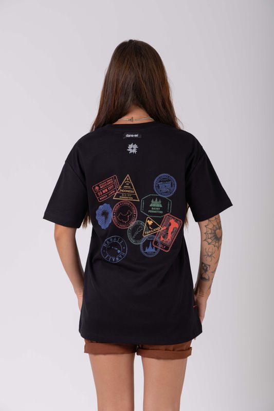 camiseta regular selos npf26 preto