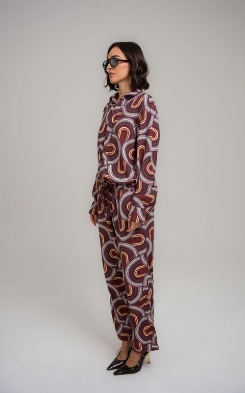calça linho mid century modern estampado