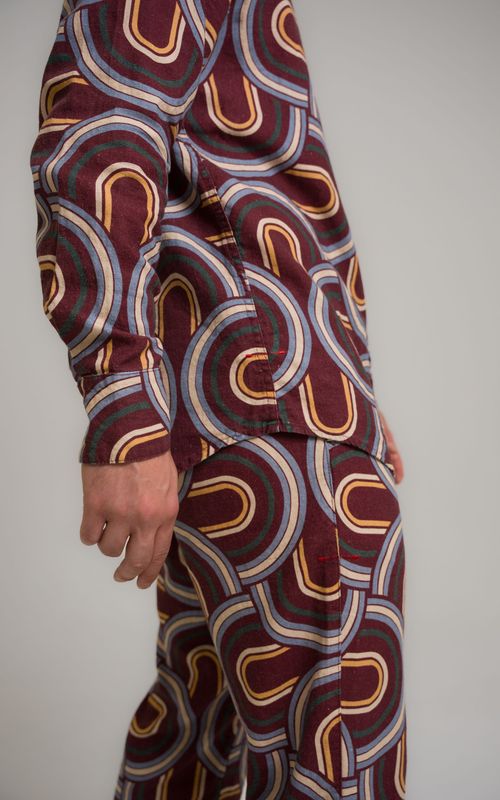 calça linho mid century modern estampado