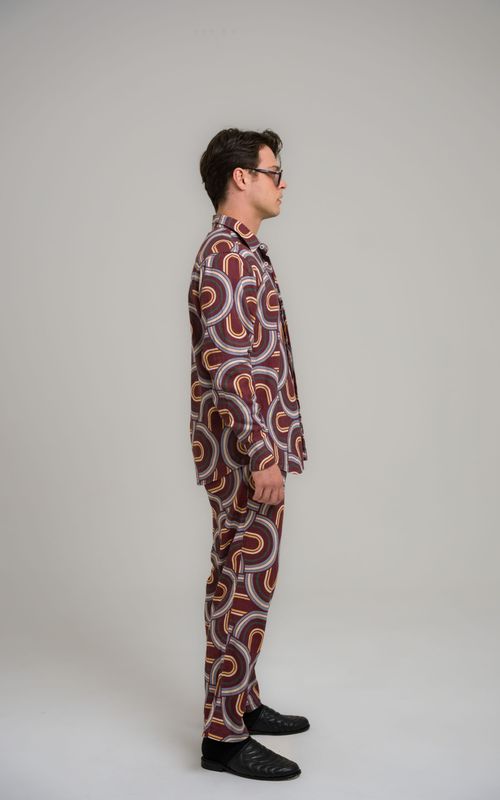 calça linho mid century modern estampado