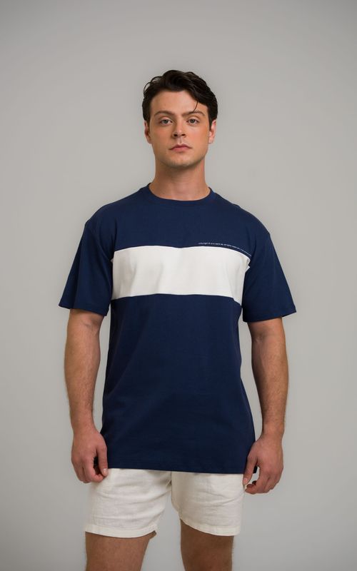 camiseta regular faixa mcm marinho
