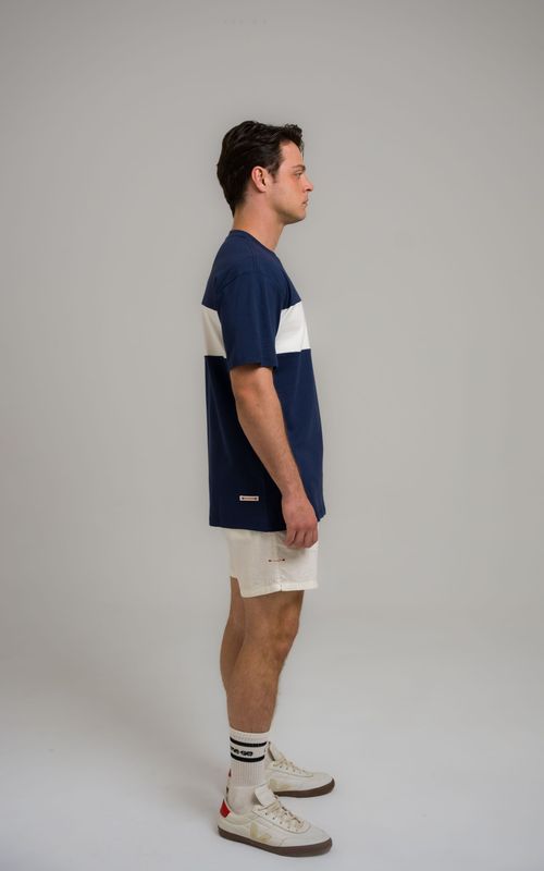 camiseta regular faixa mcm marinho