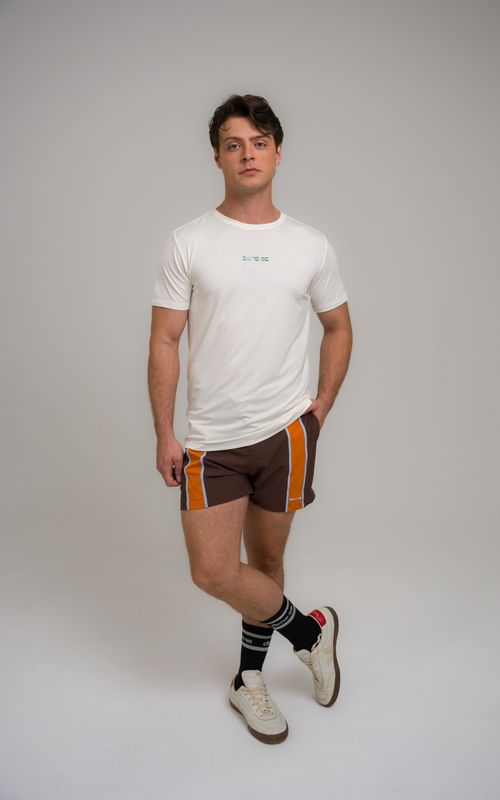 boardshort recorte faixa mcm marrom