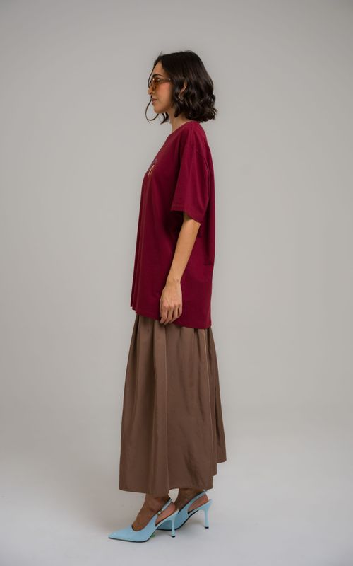 camiseta curvas mid century modern bordô