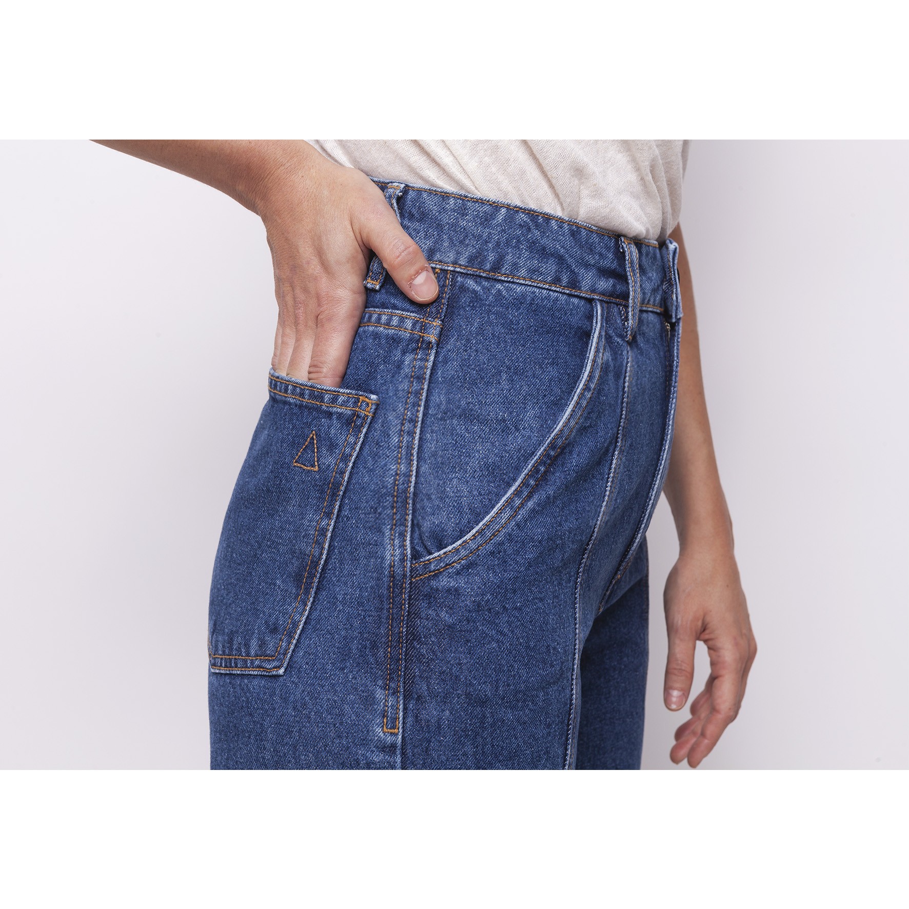 Baggy Jeans com Recortes | Marta Azul Escuro