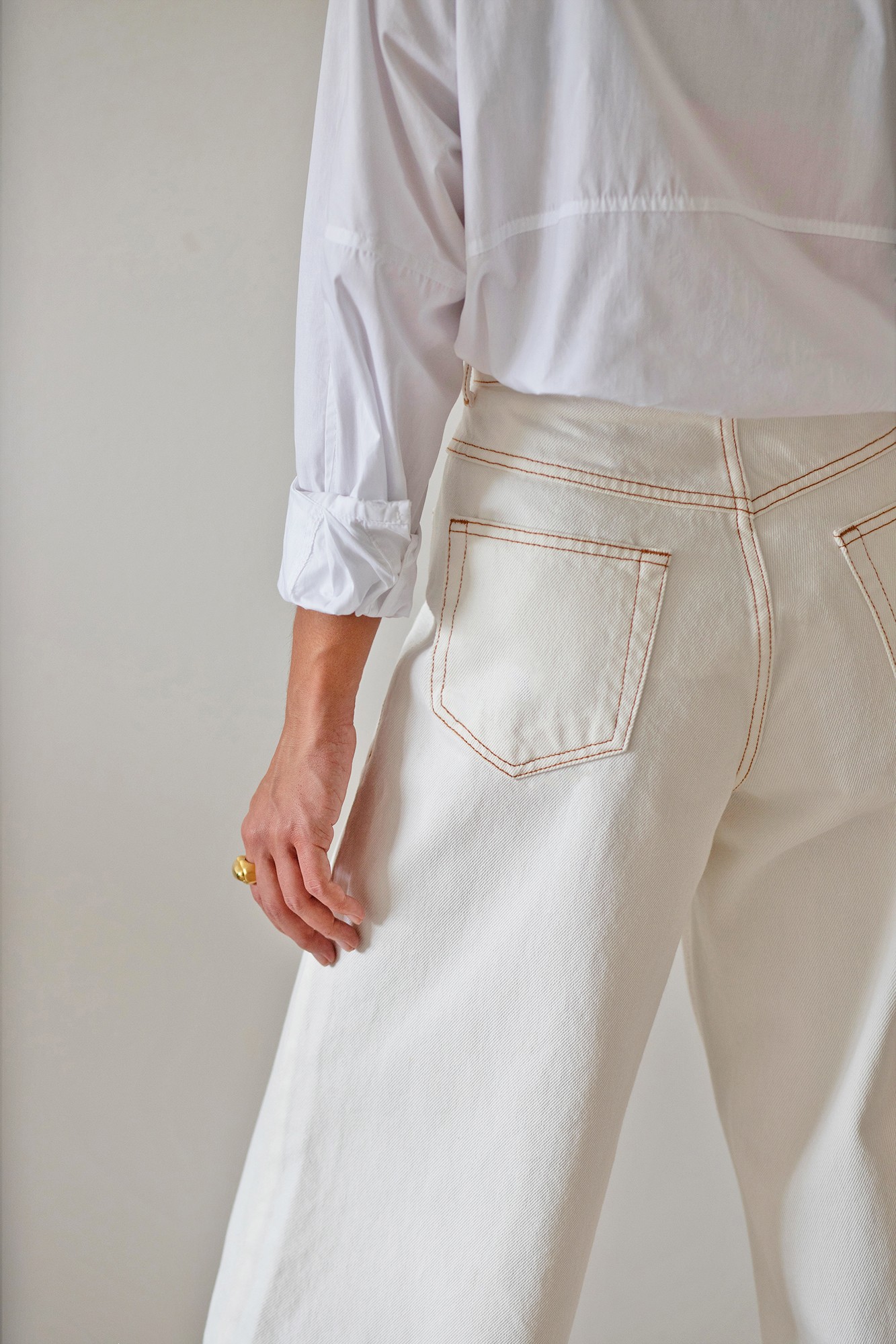 Calça Jeans Wide Leg | Liz Cropped Off White