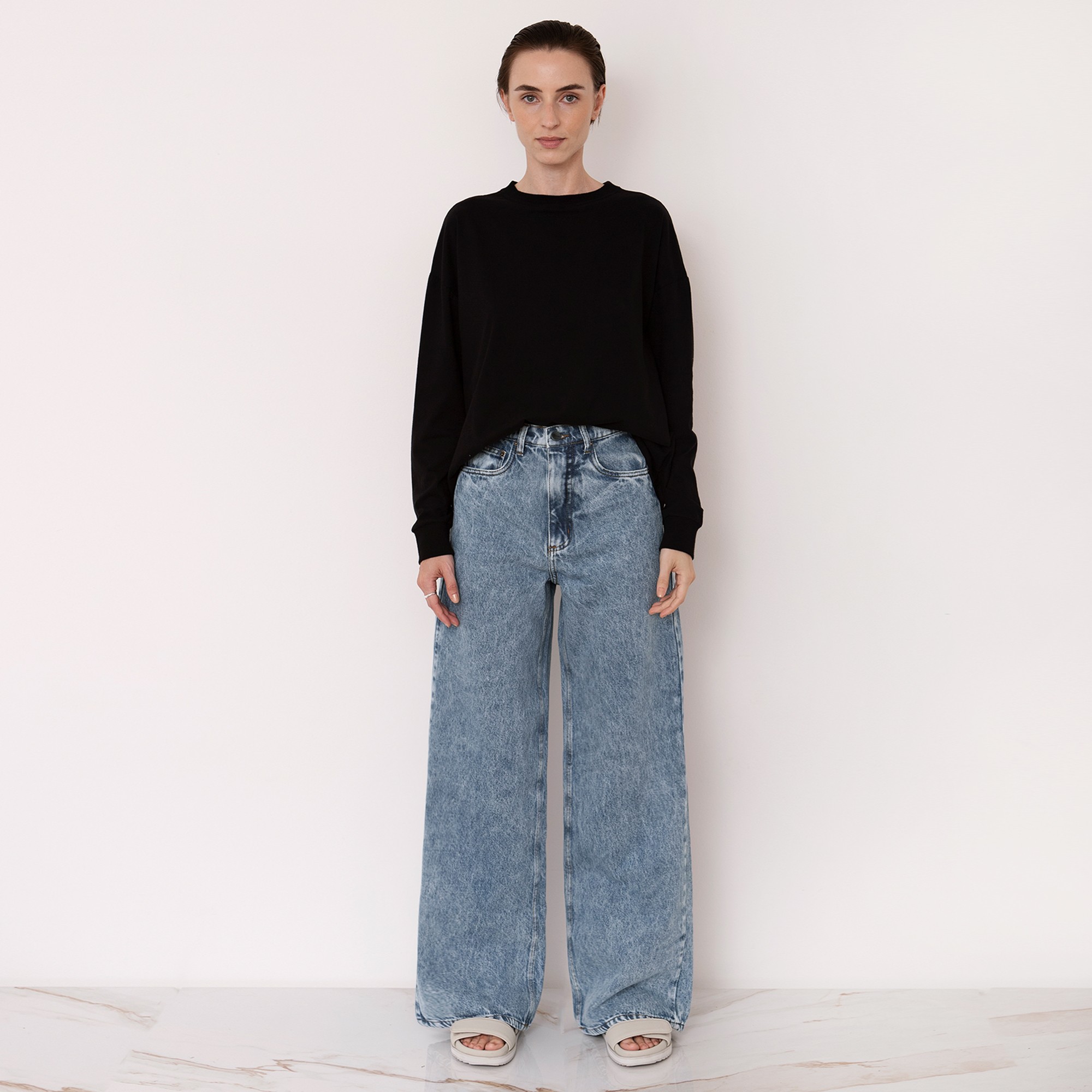 Calça Jeans Wide Leg | Liz Azul Médio