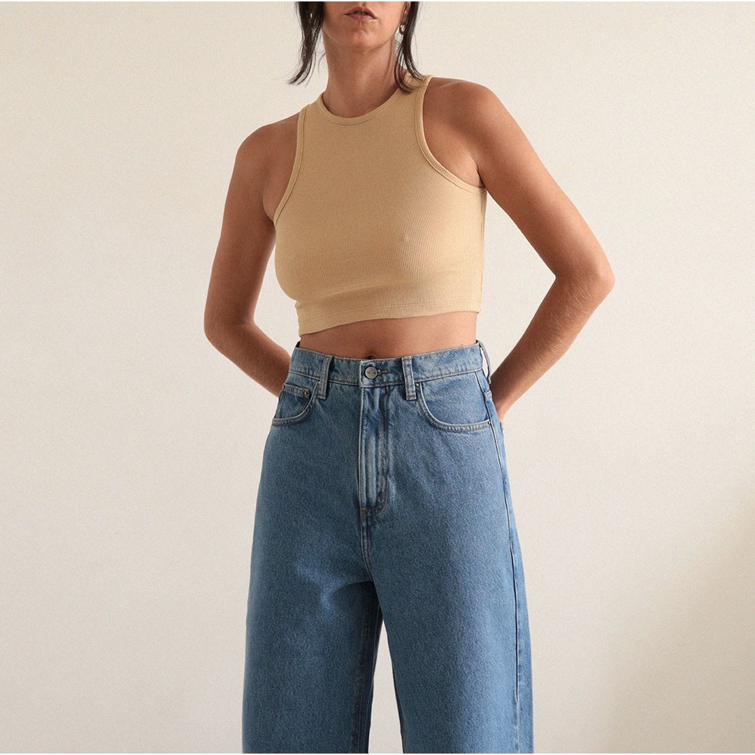 Cropped Tank Top | Bege