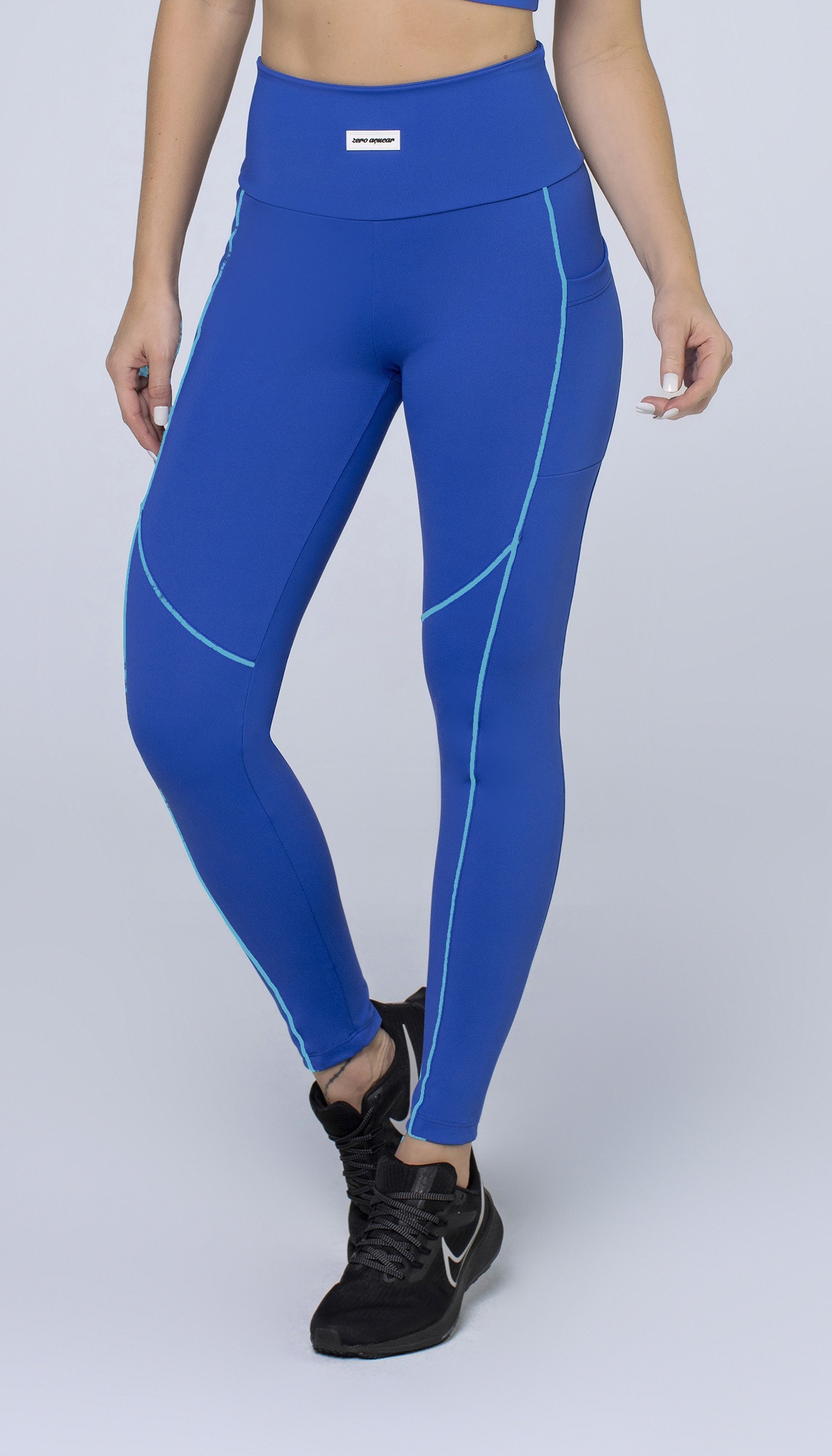 Legging Athletic Cós Alto Azul Royal - Less Now